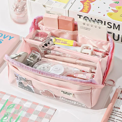 10-tier Card-pibara High-capacity Transparent Pen Bag with Beautiful