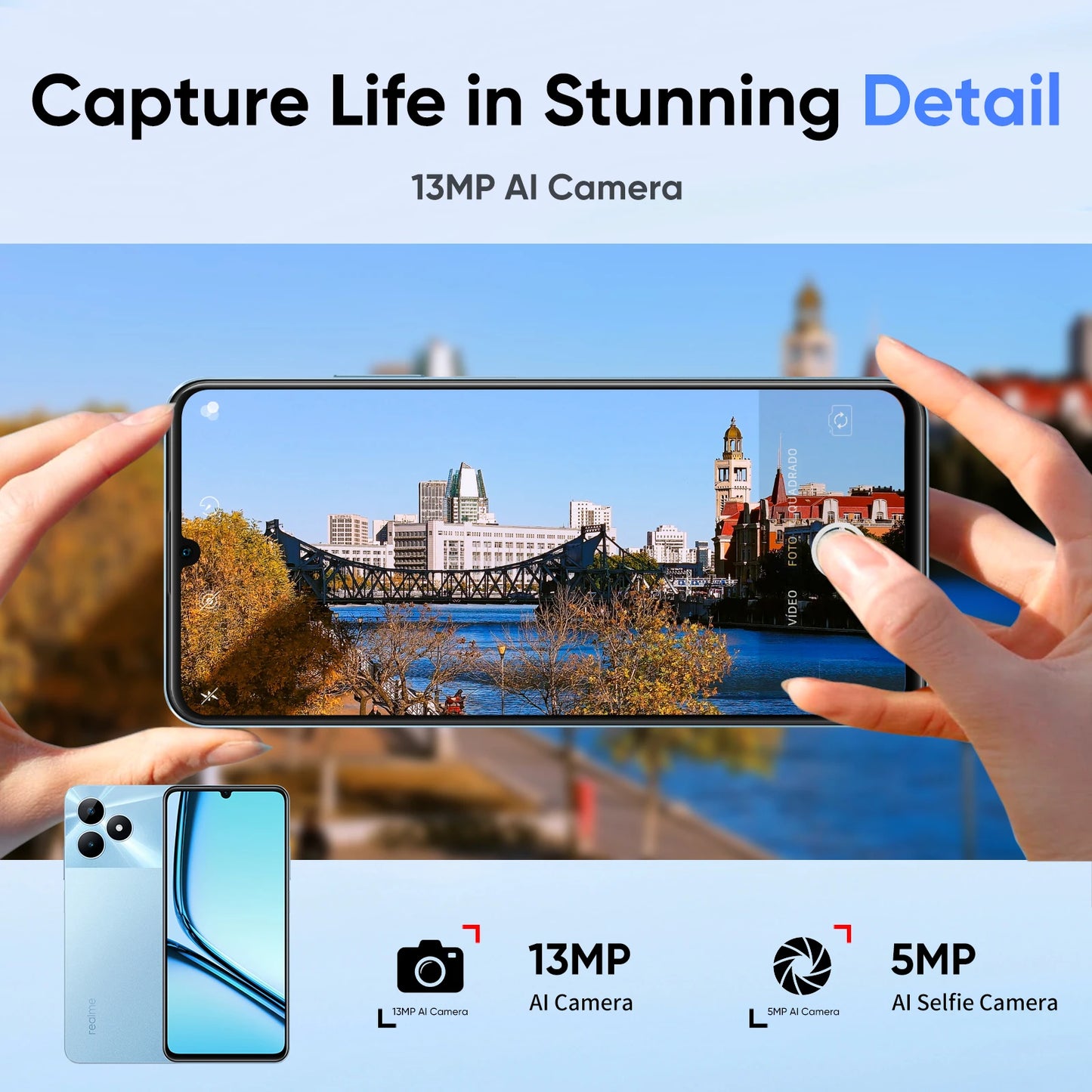 realme Note 50 Mobile Phone 6.74" 90Hz Realistic Screen 13MP AI Camera