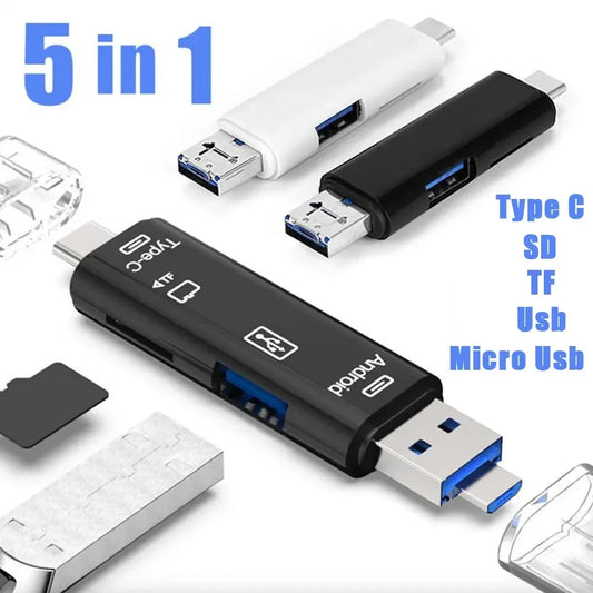 New 5 in 1 Multifunction USB 2.0 Type C USB Micro USB SD TF Memory