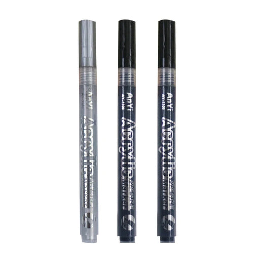 3Pcs/set Acrylic Markers Paint Pen Black/White/Gold/Silver for Rock