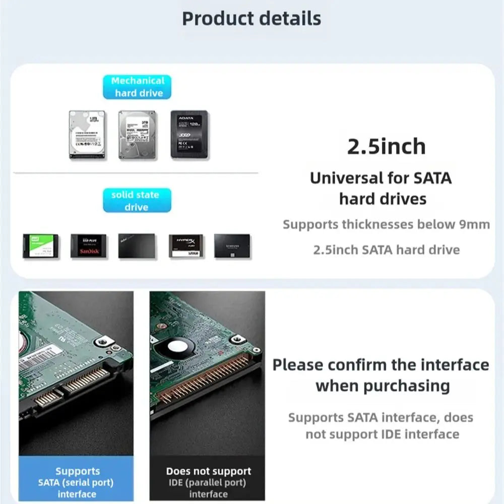 WALRAM USB3.0 HDD Enclosure 2.5inch Serial Port SATA SSD Hard Drive