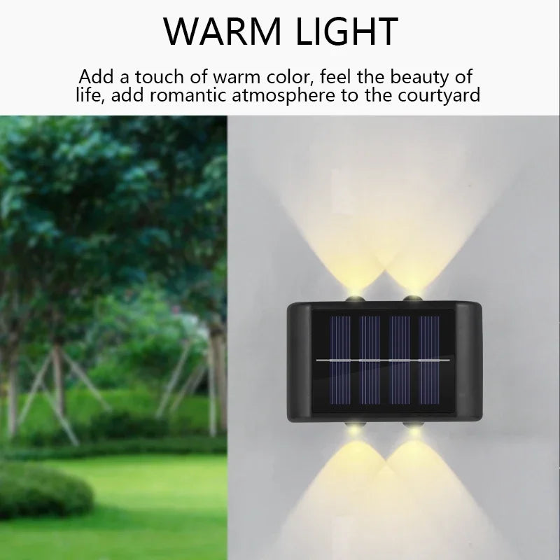 New 4LED Beads Up and Down Light Solar Waterproof Wall Light for
