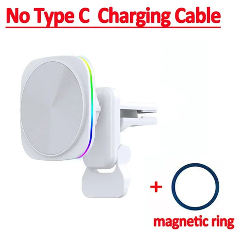 30W RGB LED Magnetic Wireless Charger Car Phone Holder Stand Car Mount