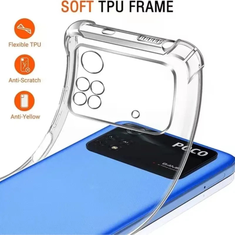 Thick Air-Bag Silicone Clear Phone Case for Xiaomi Poco M4 M5 M6 X3 X4