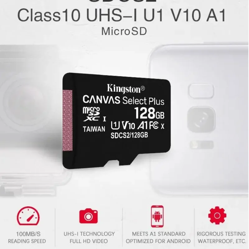 Kingston Canvas Select Plus MicroSD Card 100MB/S Carte SD Memoria