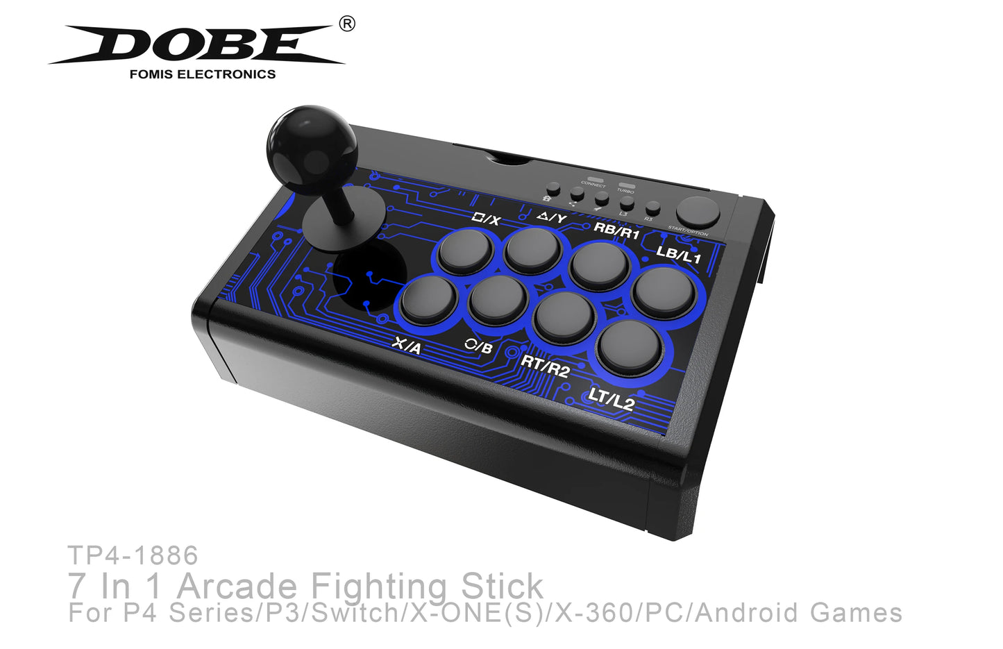 DOBE 7 In1 USB Arcade Fight Stick Street Fighting Joystick Controller