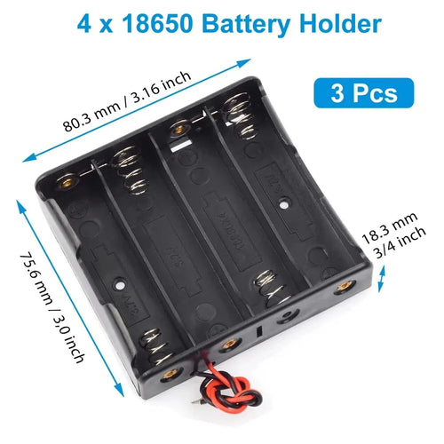 3pcs 18650 Battery Holder Box 1 Slot 3.7V Battery Storage Case 1/2/3/4
