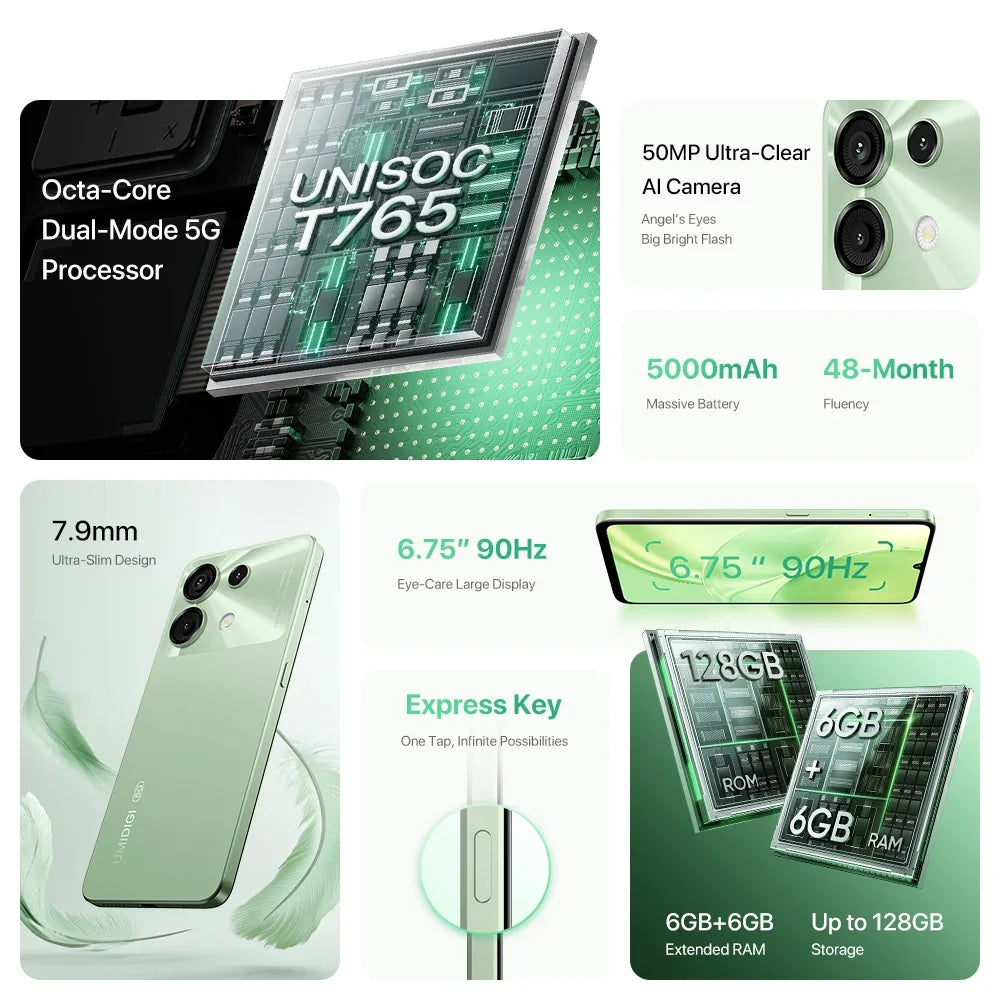 [World Premiere] UMIDIGI G9 5G Smartphone 5G Android 14  8-Core 6GB
