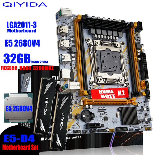 QIYIDA X99 Motherboard LGA 2011-3 Set Kit Xeon E5 2680 V4 CPU
