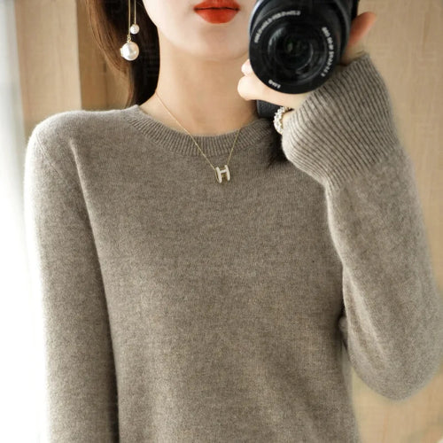 Autumn And Winter Cashmere Sweater Women's Crew Neck Pullover Casual