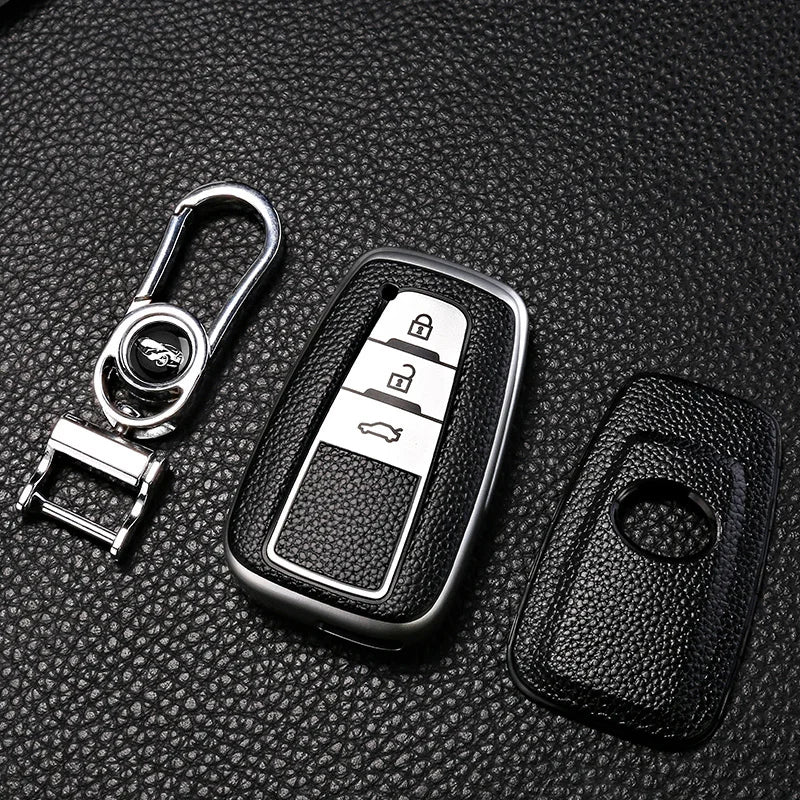 Leather Style Car Remote Key Case Cover Fob For Toyota Prius Camry
