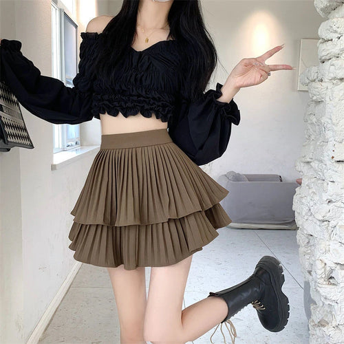Mini Skirt Cute Sexy Balletcore Elastic High Waist Ball Gown Ruffle