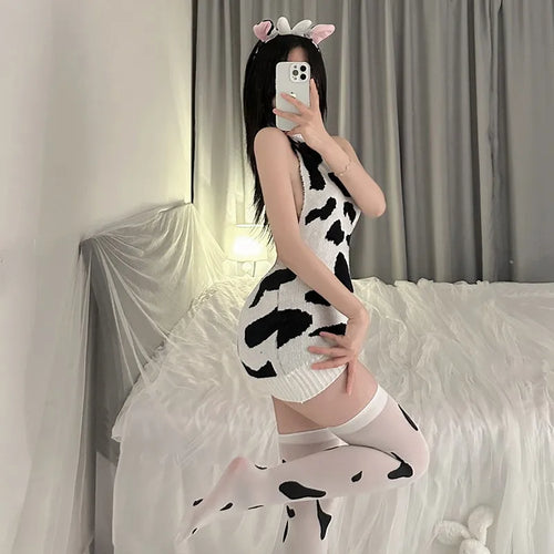 Sexy Underwear Cow Sweater Buttocks Mature Charm Elegant New Backless