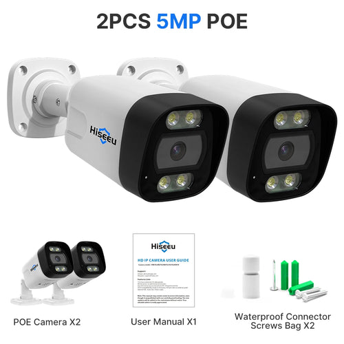 Hiseeu POE 5MP 8MP 4K IP Camera Color Night Vision Face Detection