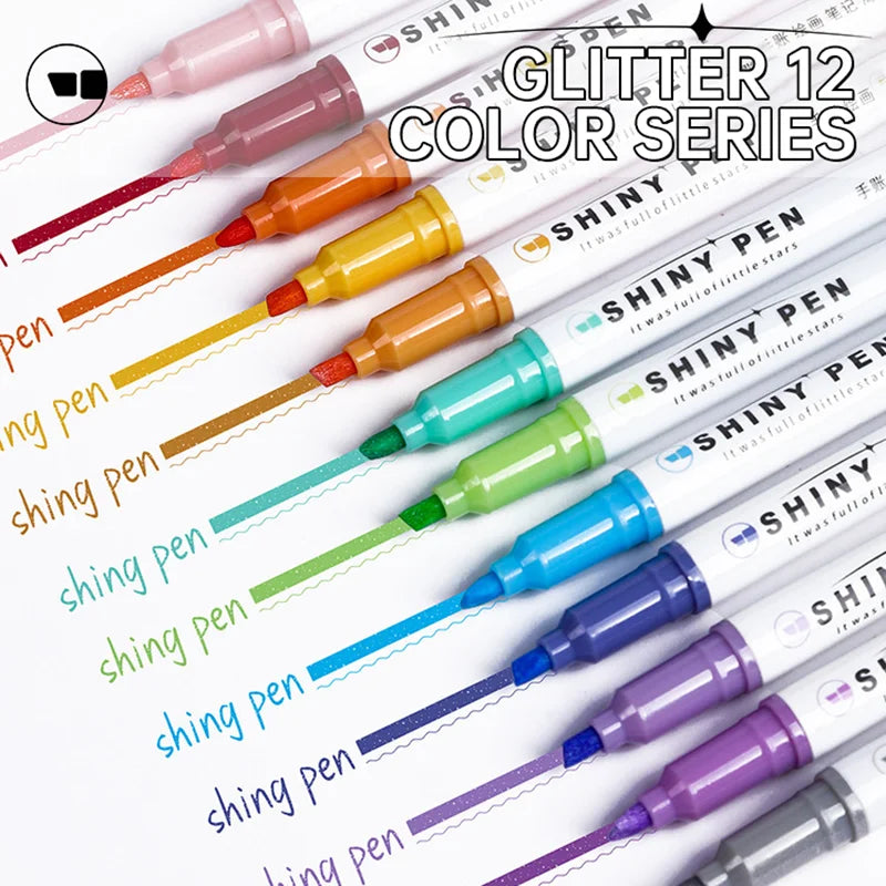 4 Colors Highlighter Pens Glitter Highlighter Markers Kawaii