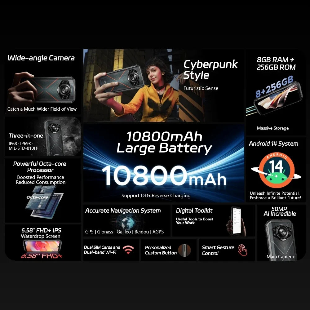 Global Version DOOGEE S Cyber Rugged Phone 6.58" 90Hz IPS Screen