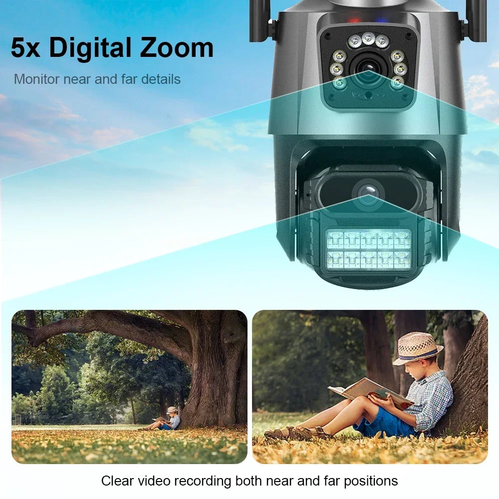 4K 8MP Dual Lens Dual Screen IP Camera Wifi Waterproof Color IR Night