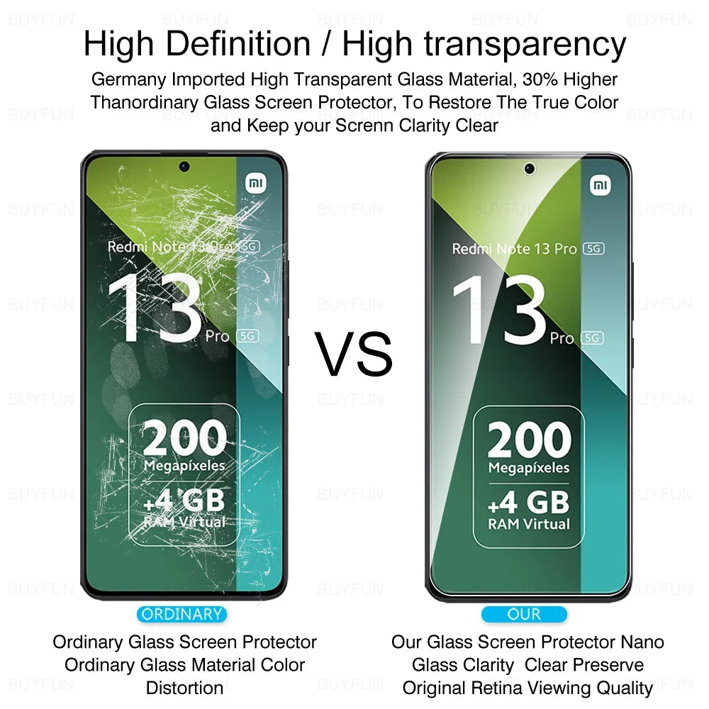 8 in 1 Tempered Glass For Redmi Note 13 Pro 5G Camera Glass For Xiaomi