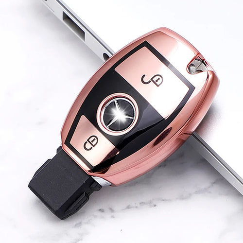 2 Buttons Soft TPU Car Key Case Cover Shell for Mercedes Benz W203
