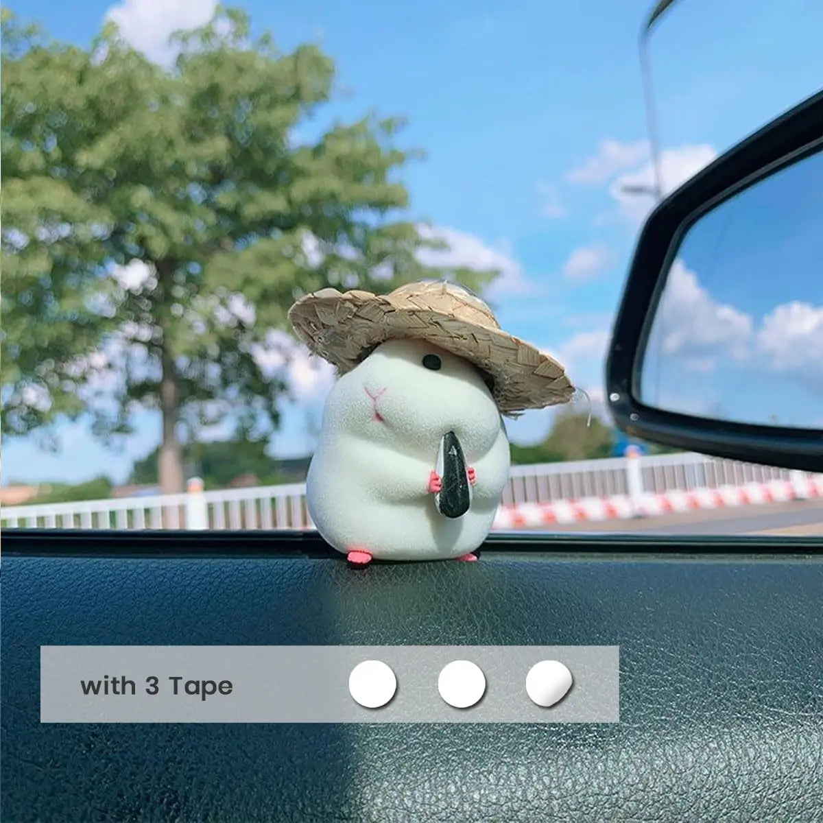 Cute Hamster with Straw Hat Car Ornament,Car Decoration Auto Interior