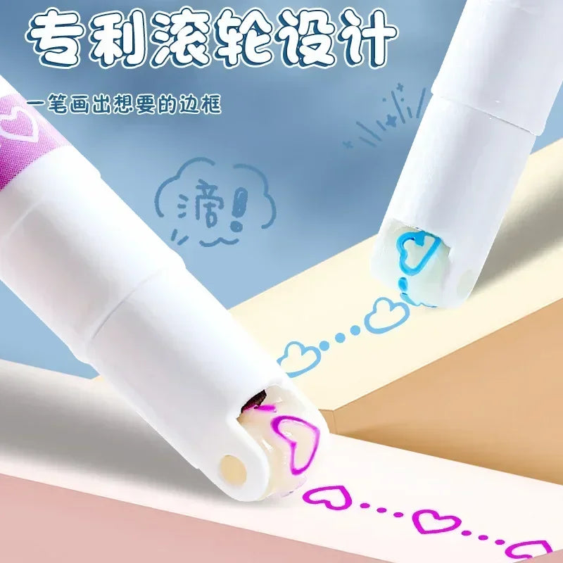 3/6/8pcs Flowers Line Shaped Highlighter Pens Roller Tip Curve Liner