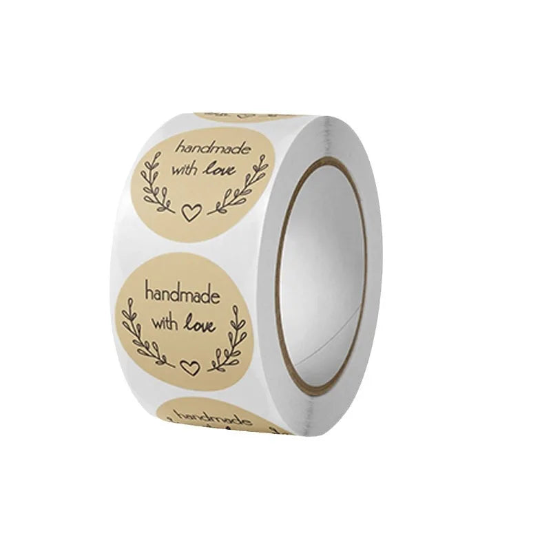 500Pcs Kraft Paper Handmade with Love Thank YOU Stickers DlY