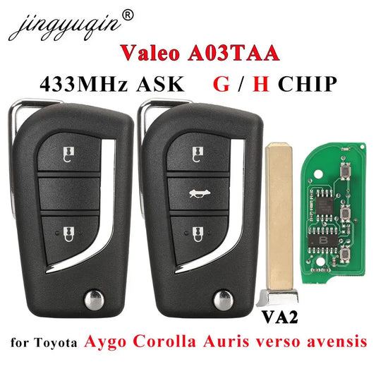 jingyuqin VA2 Flip Remote Car Key Fob 433MHz H-8A for Toyota Aygo