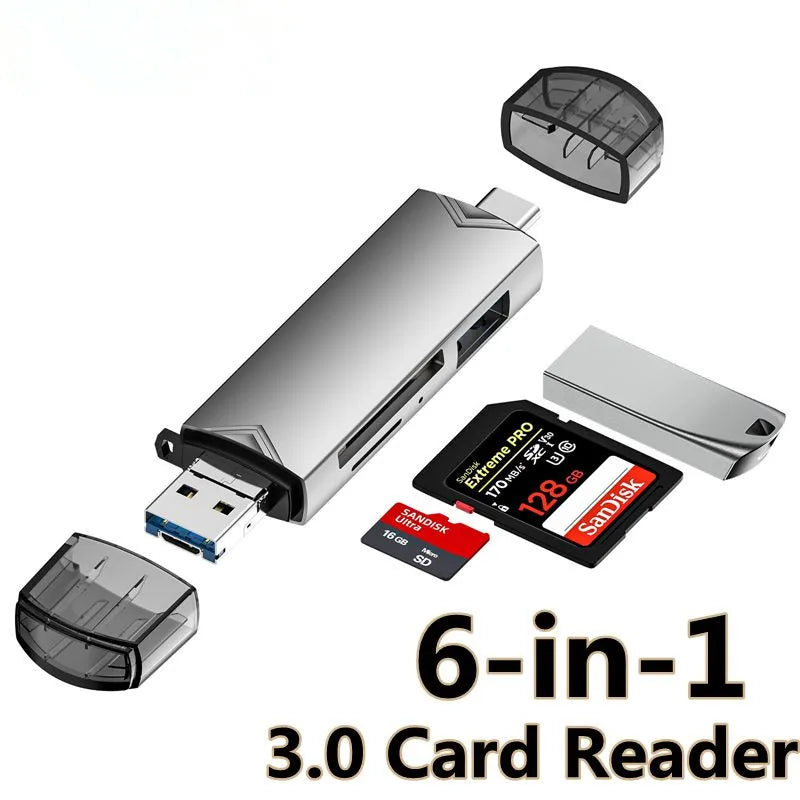6 in 1 Otg Type C Card Reader USB 3.0 Micro Sd Mini Adapter TF USB