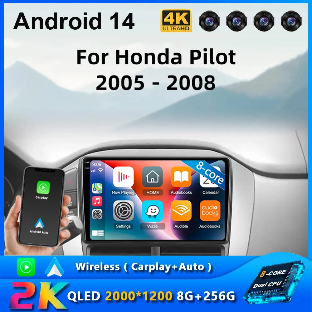 Android14 Carplay Car Radio For Honda Pilot 1 2005 2007 2008