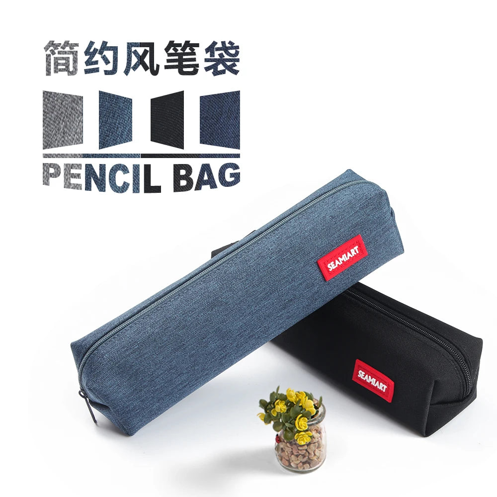 SeamiArt 1pc Small Solid Color Simple Zipper Kawai Pencil Case Mini