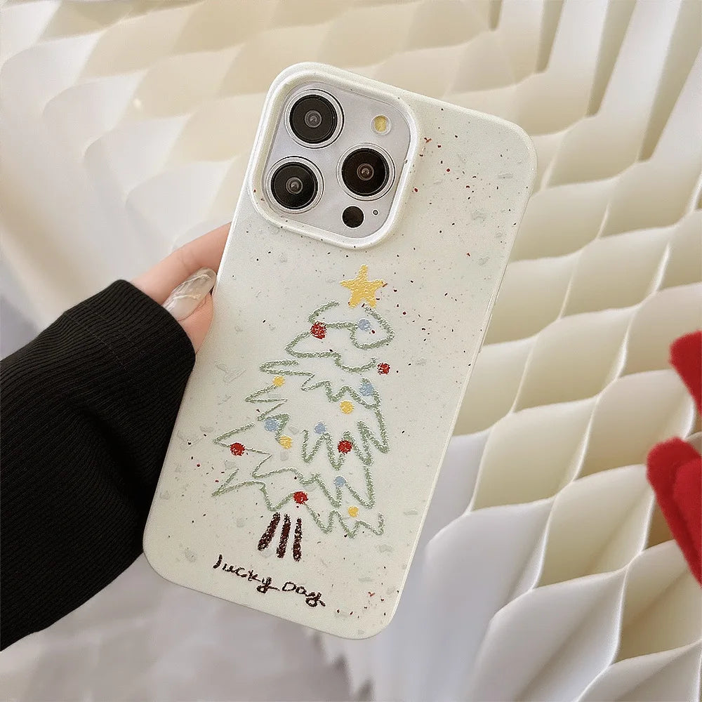 Soft Cartoon Christmas Tree Pattern Phone Case For iPhone 16 15 14 13