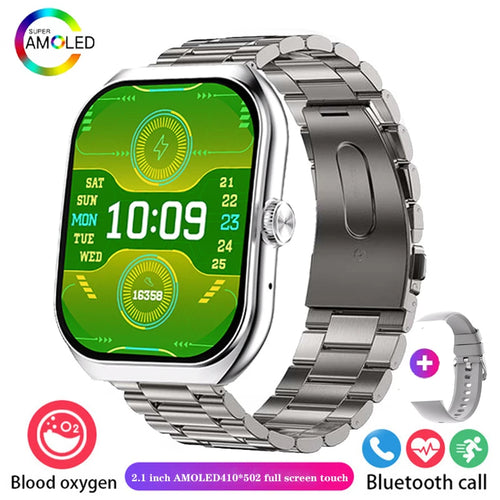 2024 New Men Smart Watch HD Bluetooth Call 2.1 Inch AMOLED Screen GPS