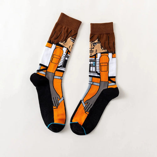 5 Pairs Of Men's Socks, Autumn And Winter Vintage Fun Fashion Athletic