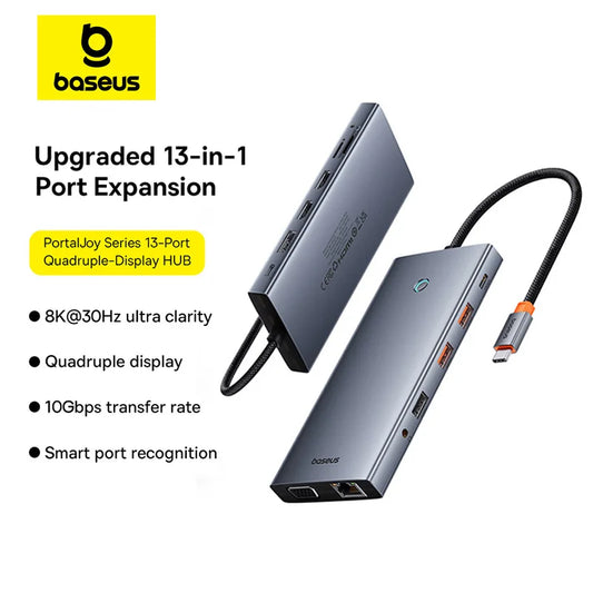 【Limited Offer】Baseus USB Hub Type C to Dual HDMI 4K 60Hz 30Hz VGA PD