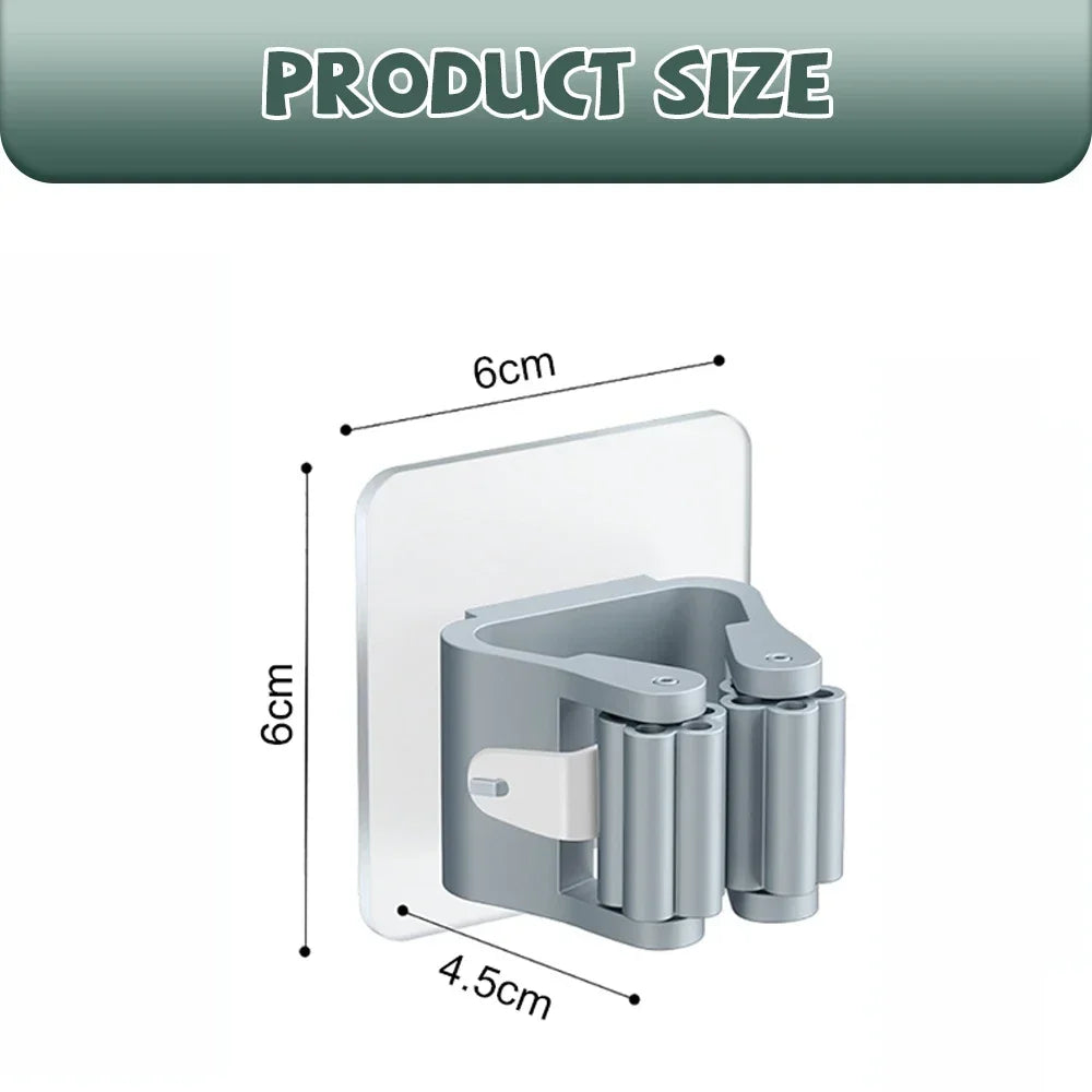 4PCS Wall Mounted Mop Organizer Holder Wall-Mounted Waterproof Mop