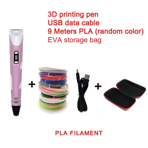 Electronic 3D Printing Pen with 9M PLA Consumables High-Temperature 3D