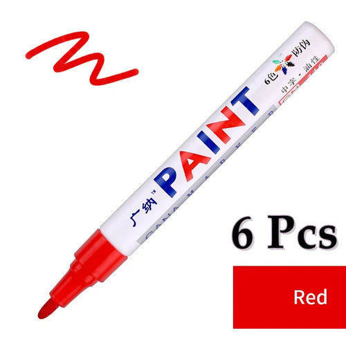 6 Pcs Colorful Permanent Paint Marker Waterproof White Markers tire