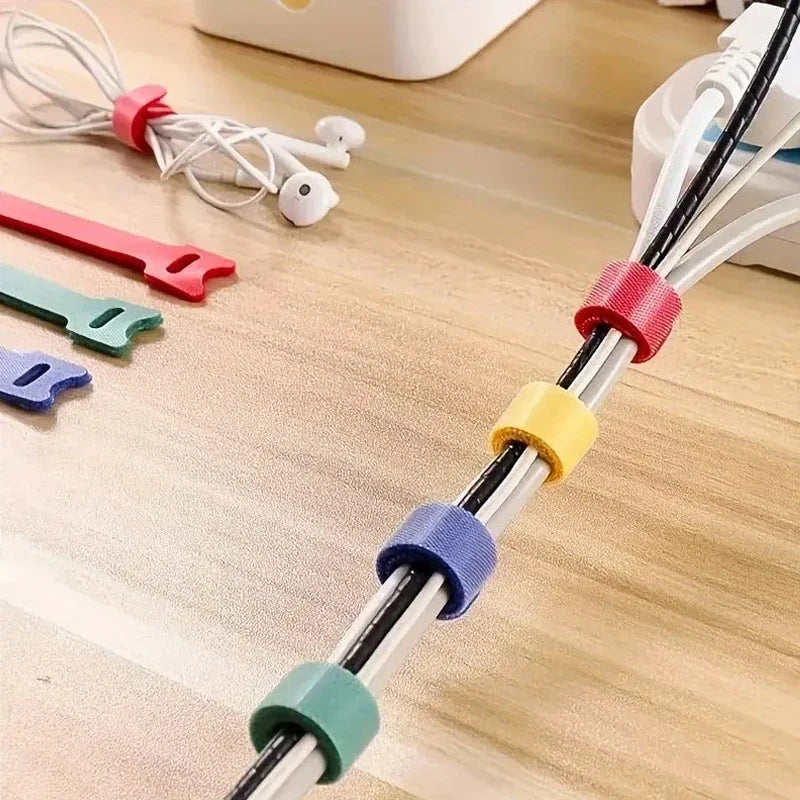 50pcs Reusable Hook and Loop Cable Ties Fastening Straps Multi-Purpose