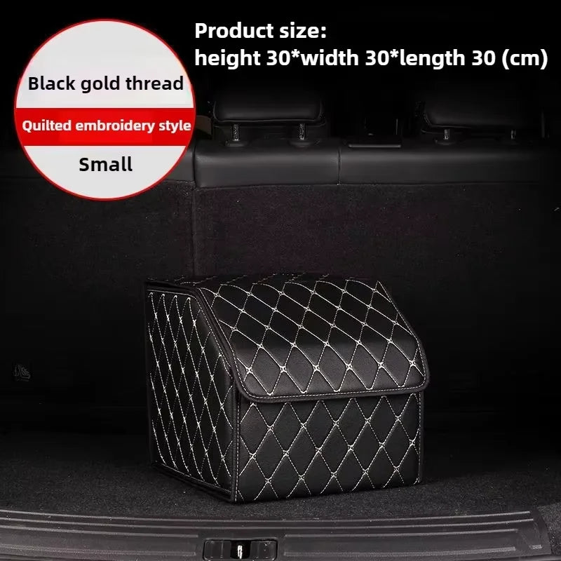 PU Leather Car Trunk Organizer Box Foldable Waterproof Durable Storage