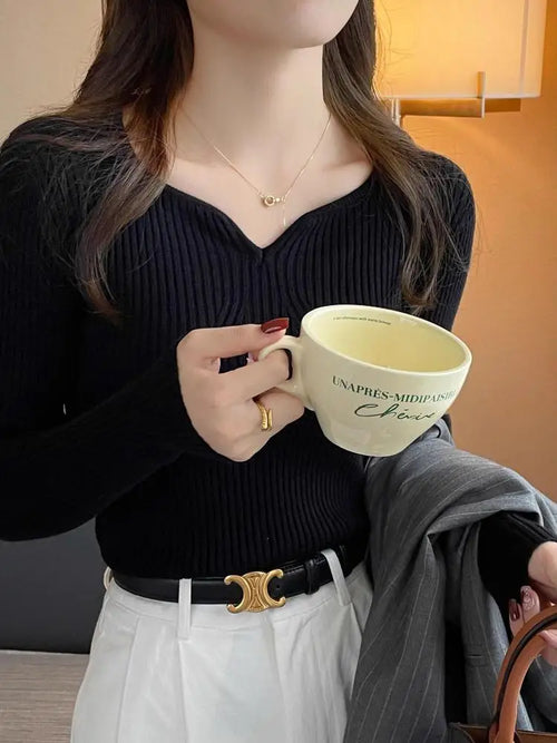 2024 Basic V-neck Chic  Autumn Winter Pullover Women Female Knitted