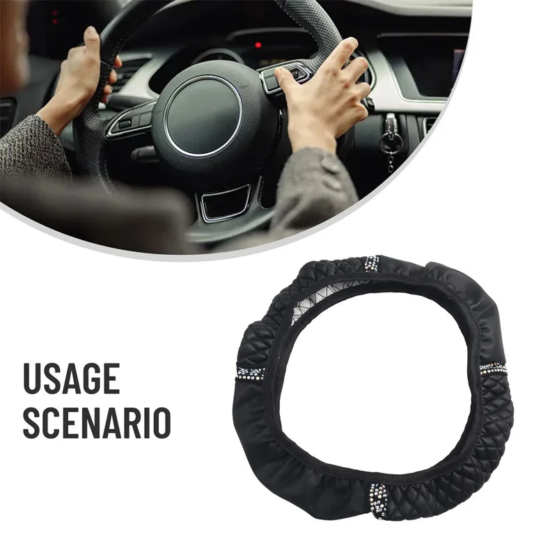 Car steering wheel cover without inner ring PU leather embroidery