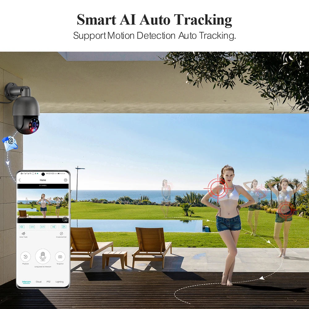 Techage 4K 8MP 5MP IP Camera Red-Blue Light Alert Human Detection