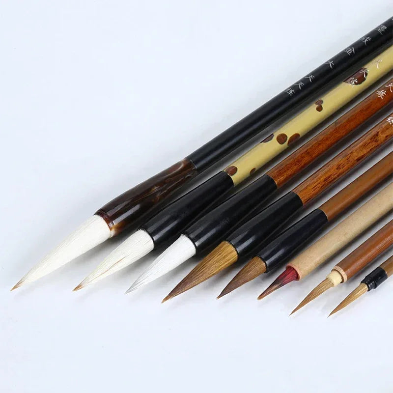 6/9/12/16Pcs Chinese Calligraphy Brushes Set with Roll-up Bamboo Brush