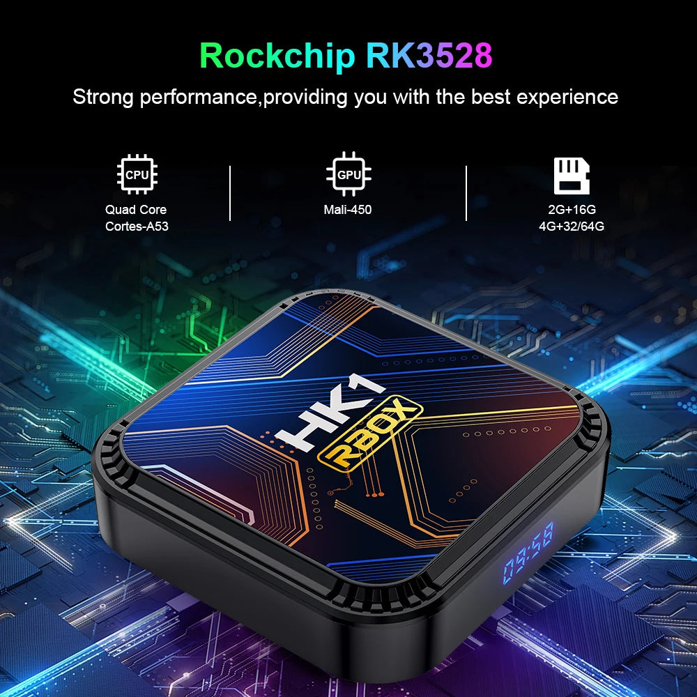 HK1 RBOX K8S Android 13 TV BOX Rockchip RK3528 2.4G 5G WIFI BT 4.0 8K