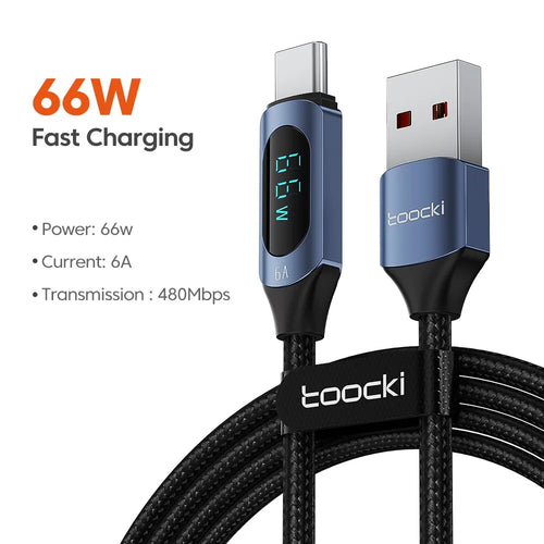 Toocki USB Type C Cable 66W Fast Charging Charger USB A to USB C