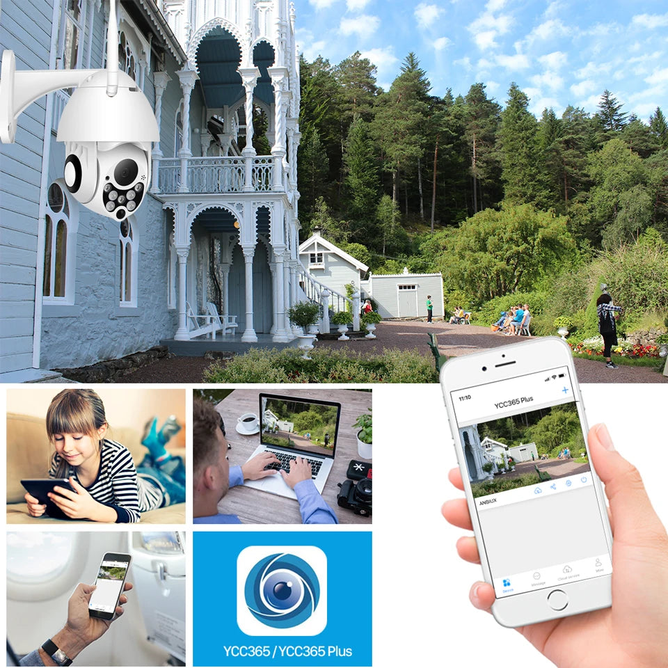 YCC365 Plus PTZ Wifi Camera Outdoor 1080P HD CCTV Security Camera 4x