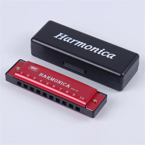 Harmonica Key of C 10 Hole Diatonic Harmonica C with Case for Beginner