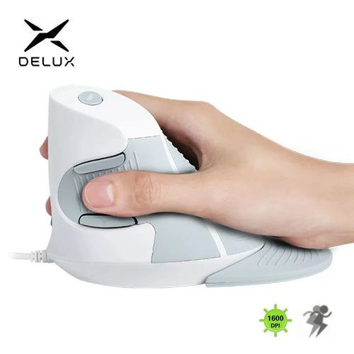 Delux M618BU White Wired Ergonomic Vertical Mouse 1600 DPI 6 Buttons