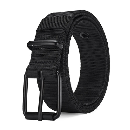 Men's Belt Porous Canvas Pin Buckle Leather Belt Outdoor Sports Belt