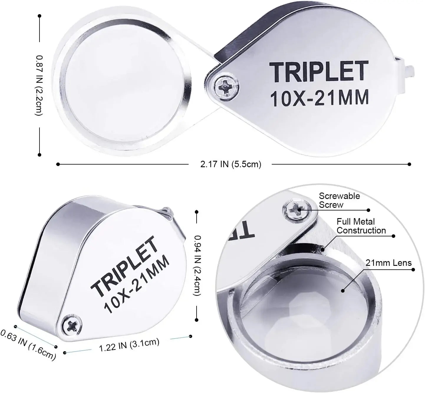 Pocket Loupe Magnifier Jewelry Magnifying Glass Foldable Diamond Lupa